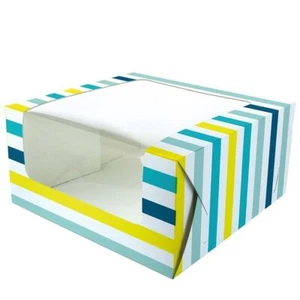 Teal Bold Stripes Cake Box - 10 x 5" - 2 Pack Sizes - Picture 1 of 1