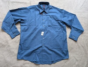 J. Garcia Shirt Men 17.5 Extra Large Blue Wrinkle Free Button Up Long Sleeve NWT - Picture 1 of 14