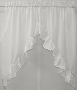 Stacey Solid Light Filtering Cafe Curtain Tier or Valance or Swag WHITE - Picture 1 of 11