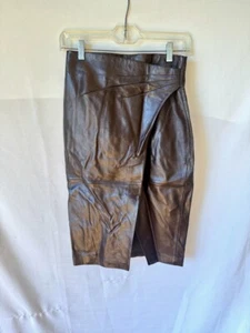 Falda Massimo Dutti Borgoña Piel de Cordero Cuero Talla XS NUEVA CON ETIQUETAS - Imagen 1 de 8