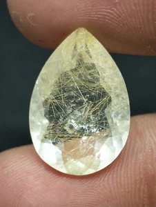 AAA Natural Yellow Rutile Pear Cut 21x14x7.5 MM 13.60 Ct Faceted LOOSE GEMSTONE. - Picture 1 of 6