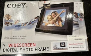 Coby DP-758 7" Widescreen Digital Photo Frame Black Wooden Frame used - Picture 1 of 6