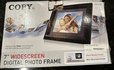 Coby DP-758 7" Widescreen Digital Photo Frame Black Wooden Frame used - Image 1 of 4
