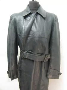 VINTAGE WW2 GERMAN WHERMACHT OFFICERS LEATHER TRENCH COAT JACKET SIZE M - Picture 1 of 20