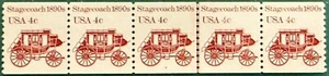 US Scott 1898A 4 cent Stagecoach, PNC #4 Strip of 5, MNH, Very Fine - Picture 1 of 1