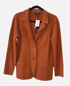 CHARTER CLUB Size M 100% Cashmere 2-Ply Blazer Jacket NWT $269 Orange Brown C68 - Picture 1 of 9