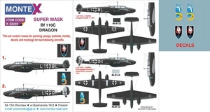 Montex 1/32 masks, decals & markings for Bf110C for Dragon k32240 - Picture 1 of 1