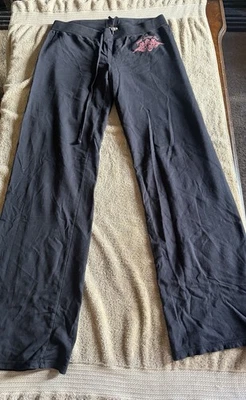 Pantalones deportivos vintage Juicy Couture de mezcla de algodón negro pierna ancha Foto 1 de 4