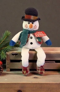 Vintage Gund SLUSH 8710 Snowman Plaid Scarf and Booties Gift Shop Purchase RARE - Picture 1 of 10