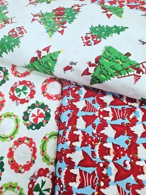 Tela de Navidad de algodón Feliz Gnomeville de 1 1/2 yarda Benatex Gnomos Vacaciones  Foto 1 de 4