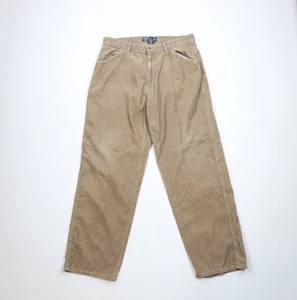 Vintage 90s Ralph Lauren Mens 34x32 Distressed Wide Leg Corduroy Chino Pants - Picture 1 of 14