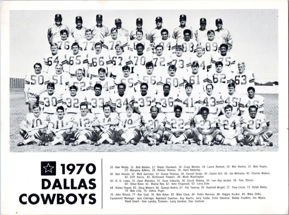 6x8 Promotional Postcard- 1970 Dallas Cowboys Football Team Photo NFL - Staubach - Image 1 of 2