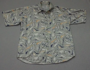 Columbia Hemd Herren Large Grün Fischmuster Kurzarm Knopfleiste Baumwolle - Bild 1 von 11