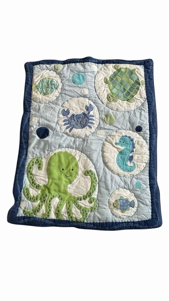 Edredón de pared para niños Line Bubbles azul verde océano mar Foto 1 de 3