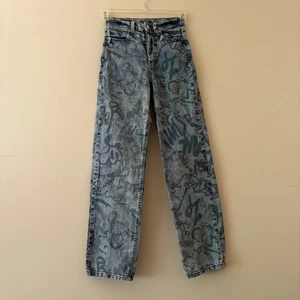 Wild Fable Womens 00 Super High Rise Straight Leg Graffiti Jeans - Picture 1 of 4
