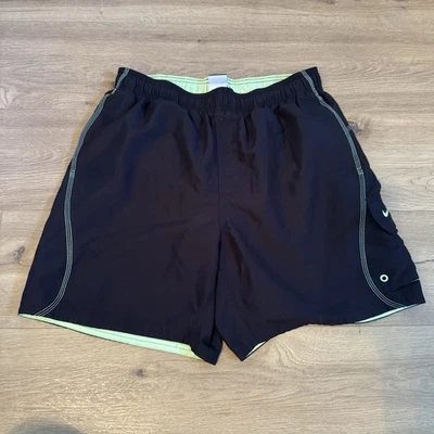 Pantalones Cortos de Natación Nike Para Hombre Grandes Negros Verdes De Colección Forrados Y2K Foto 1 de 4
