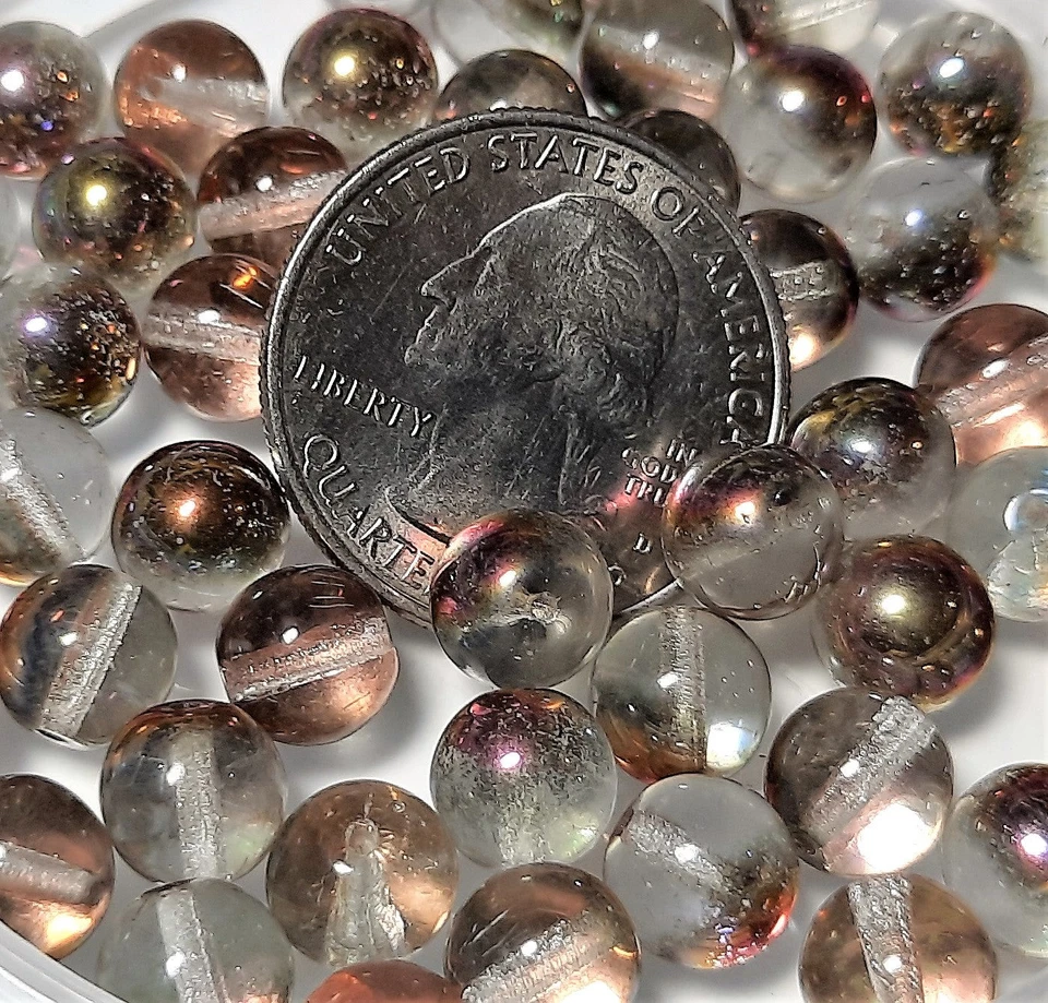 8mm Crystal Copper Smooth Round Czech Glass Druk Beads 20ct - Image 1 of 1