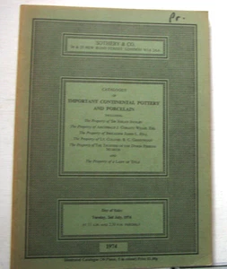 SOTHEBY & CO. KATALOG BEDEUTENDER KONTINENTALER KERAMIK UND PORZELLAN... 1974 - Bild 1 von 1