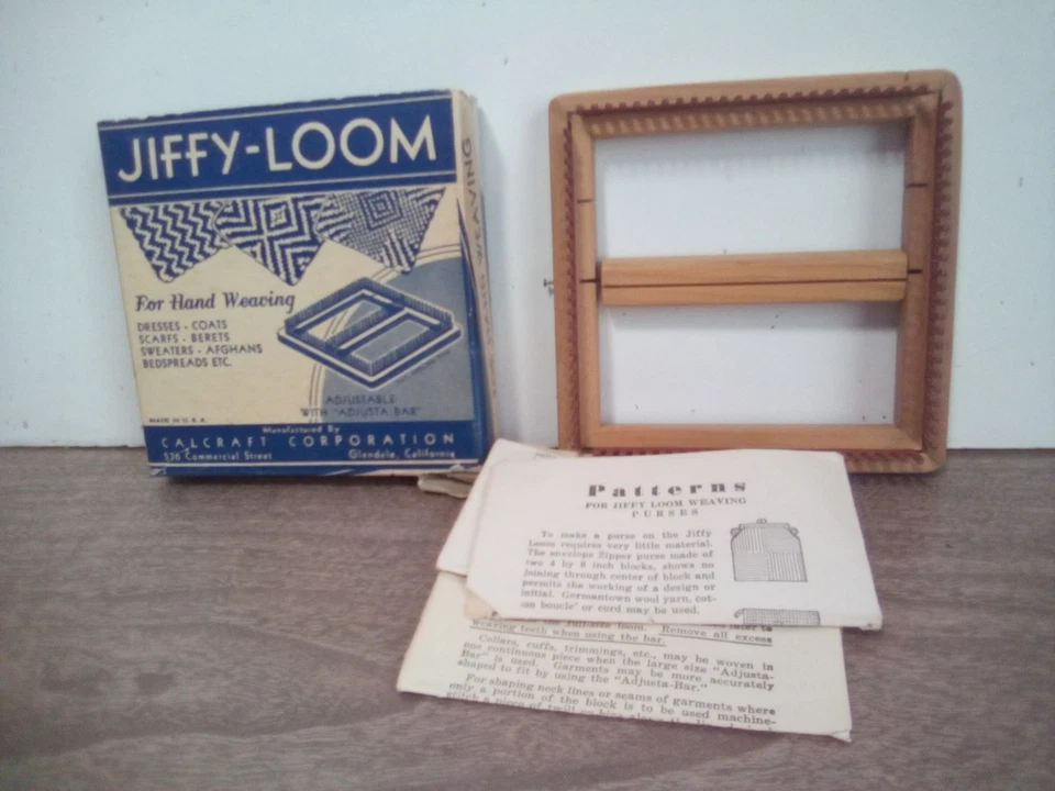 Jiffy Loom Vintage Hand Weaving Tool Small Adjustable Bar # 401 Calcraft '40's - Image 1 of 1