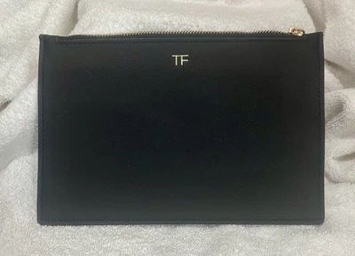 TOM FORD *Bolso plano de cuero sintético negro delgado bolso sin asas estuche de cosméticos* Foto 1 de 3