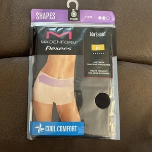 Maidenform Women's Flexees Boy Short Sz M Shapes Black  Cool Comfort Firm New - Picture 1 of 8