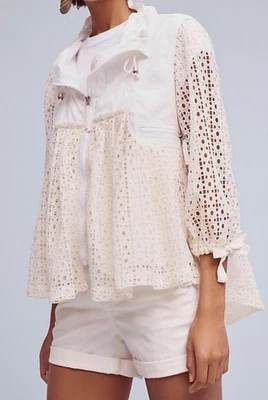 NUEVO CON ETIQUETAS Anthropologie Hei Hei Chaqueta Cortavientos Swing Cremallera Blanca/Crema Talla S Foto 1 de 4