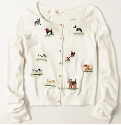 110 Anthropologie Archival Dog cotton cashmere Cardigan Sweater Vintage RARE XL - Image 1 of 4