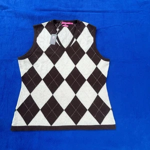 Peter Millar Sweater Vest 100% Lima Cashmere Pink/Brown Women’s Size Large NWT - Picture 1 of 7