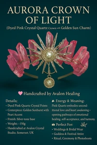 ✨ AURORA CROWN OF LIGHT 💗 Pink Crystal Quartz Crown with Golden Sun Charm - Picture 1 of 7