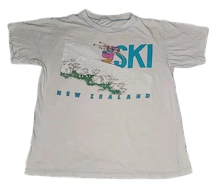 Vintage Ski New Zealand White Size Medium Blue Thread Single Stitch Shirt RARE - Picture 1 of 21