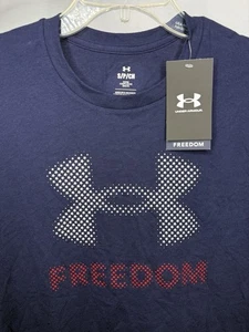 Under Armour Freedom Men's Small Blue Graphic Logo Loose Fit Short Sleeve Shirt - Picture 1 of 10