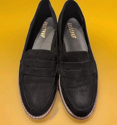 Talla 11M Zapatos Jellypop Mujer París Mocasines Sin Cordones Negro Gamuza Tela Comodidad Foto 1 de 4