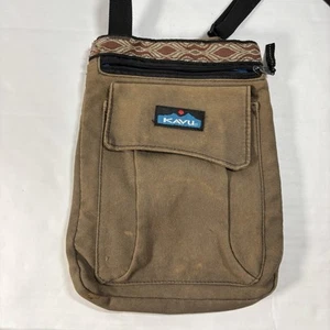 KAVU Crossbody Keeper Sling Olive Cotton Canvas Bag Pockets Casual Travel - Picture 1 of 7
