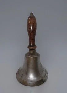 Vintage Brass Wood Schoolhouse Hand Bell Collectible 7” - Picture 1 of 3
