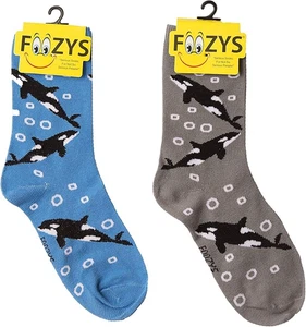 Orca     Foozys Womens Crew Socks  2 pairs (1 of each color) - Picture 1 of 1