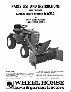 Wheel Horse 42" Snowthrower Attach op Manual # 6-6214 - Foto 1 di 1