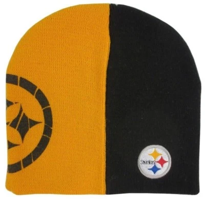 Pittsburgh Steelers NFL Kids Youth Split Color Black/Gold Cuffless Knit Hat
