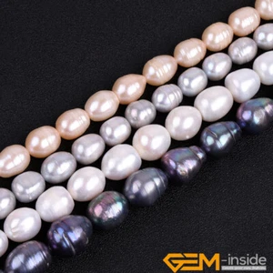 Natural Freshwater Pearl Gemstone Olivary Rice Loose Bead Jewelry Making 10-11mm - Picture 1 of 36
