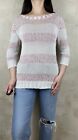 Fabiana Filippi Cotton Striped 3/4 Sleeve Women's Sweater Size L Made In Italy