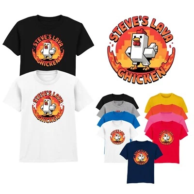 Steve's Lava Chicken Kids T-Shirt Chicken Jockey Rider Gaming Funny Top Boys Tee - Image 1 of 4