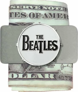 Banda de Batería Clásica The Beatles Money Clip Blanca y Cromada Nueva Metal Oficial (NUEVA) - Imagen 1 de 3
