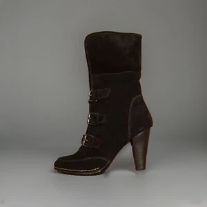 *NEW* Sofft Skagen Black Suede Mid Calf Fold Over Cuff Dress Boots Size 8 - Picture 1 of 10