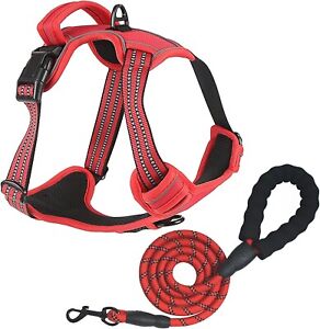 RED No-pull Dog Harness W/ Padded LEAD Outdoor Adventure Walk Training Pet Vest