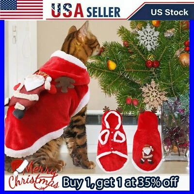 Perro Gato Navidad Suéter Coral Vellón Abrigo Papá Noel Dibujos Animados Reno Calentador Foto 1 de 4