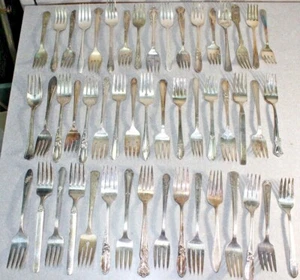 50 VINTAGE CRAFT GRADE SILVERPLATE LUNCH FORKS LOT #55 - Picture 1 of 4