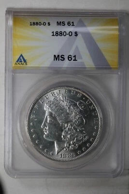 1880-O   1.00  ANACS   MS61   Morgan Silver Dollar - Image 1 of 2
