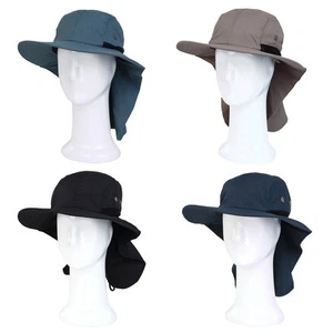 Cotton Foldable Lightweight Outdoor Fishing Hunting Safari Sun Hat w/ Back Flap - Picture 1 of 17