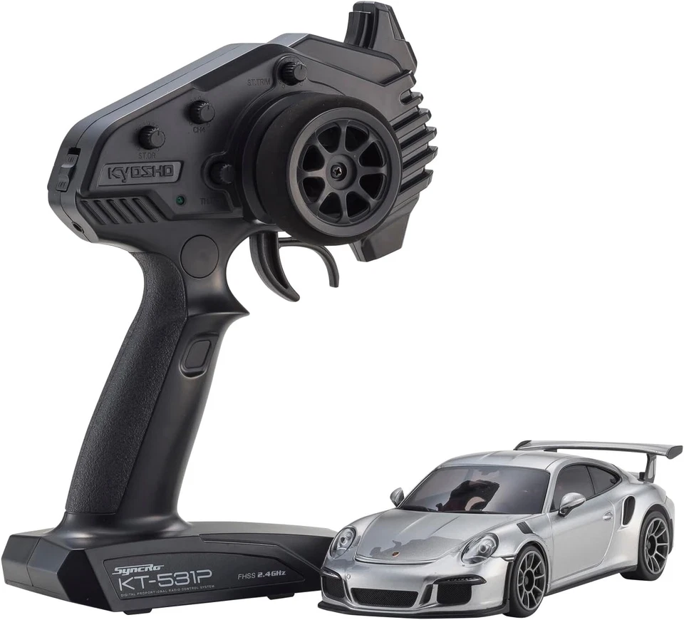 Kyosho MINI-Z MR-04 RWD Porsche 911 GT3 RS Silver Ready Set 32358S - Image 1 of 1