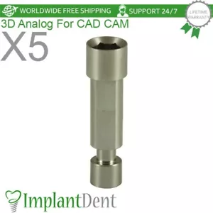 5x Dental Analog 3D CAD/CAM Prosthetics Stainless Steel Int Hex System 2.42mm - Picture 1 of 3