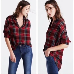Madewell neu Damen Central Tartan kariert Knopfleiste Größe XS/S Flanell Wolle rot - Bild 1 von 7